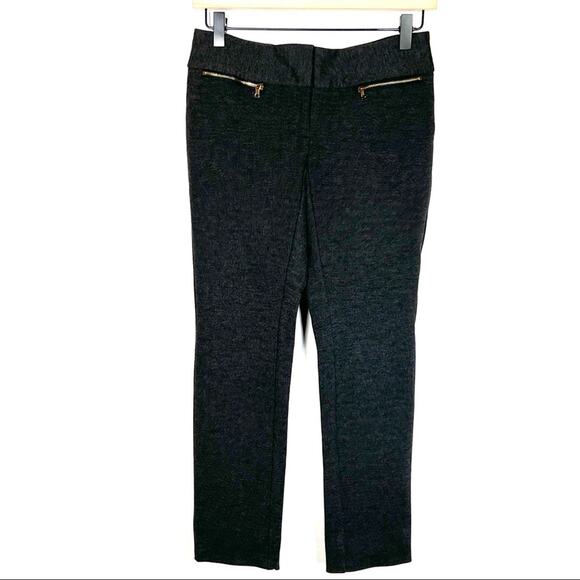 Alfani charcoal gray gold zippered flat front casual pants size 2 petite 2P - Picture 1 of 4